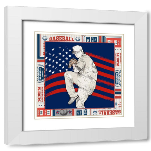 American Baseball player 01 White Modern Wood Framed Art Print with Double Matting by LightBoxJournal