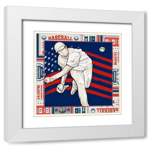American Baseball player 02 White Modern Wood Framed Art Print with Double Matting by LightBoxJournal