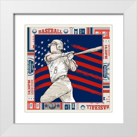 American Baseball player 03 White Modern Wood Framed Art Print with Double Matting by LightBoxJournal
