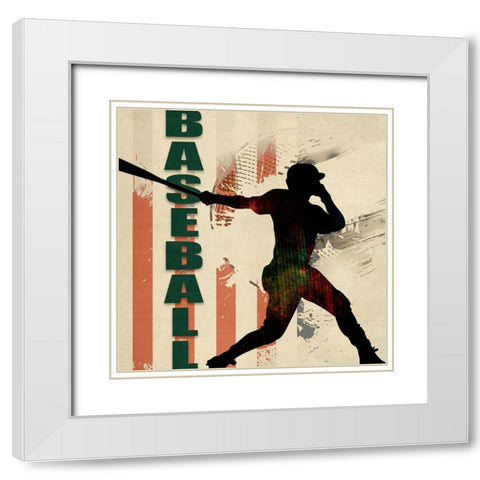 Baseball Urban Art White Modern Wood Framed Art Print with Double Matting by LightBoxJournal