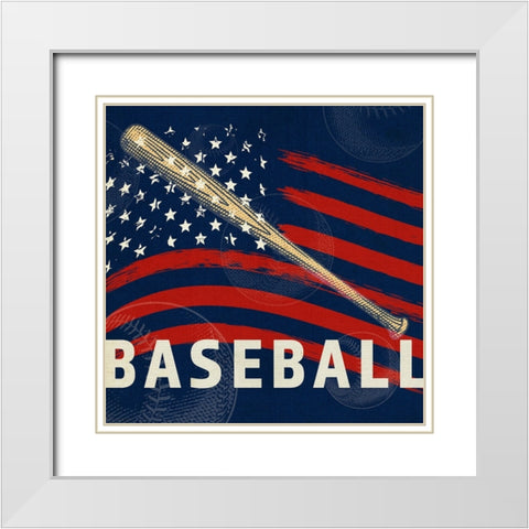 Vintage Baseball Sign 02 White Modern Wood Framed Art Print with Double Matting by LightBoxJournal