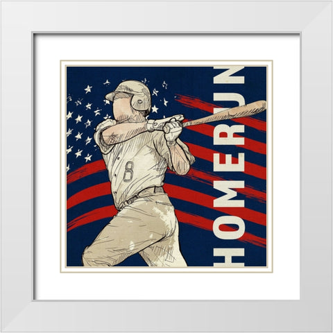 Vintage Baseball Sign White Modern Wood Framed Art Print with Double Matting by LightBoxJournal