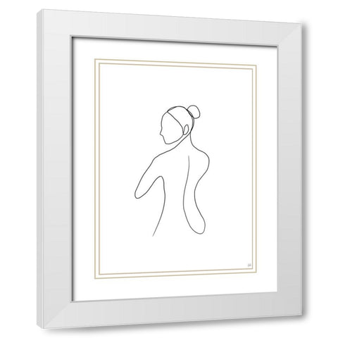 Line Female Back 3 White Modern Wood Framed Art Print with Double Matting by Line and Brush