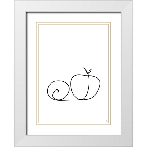 Still Life Lime and Peach White Modern Wood Framed Art Print with Double Matting by Line and Brush
