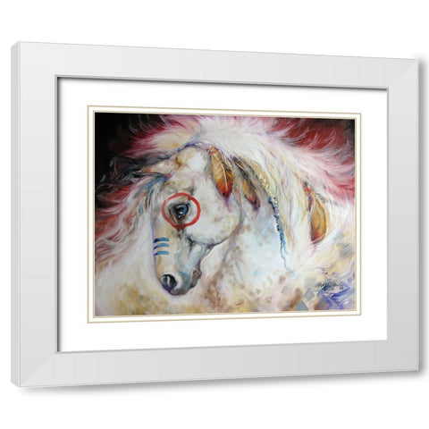 Apache The War Pony White Modern Wood Framed Art Print with Double Matting by Baldwin, Marcia