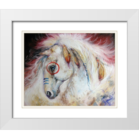 Apache The War Pony White Modern Wood Framed Art Print with Double Matting by Baldwin, Marcia