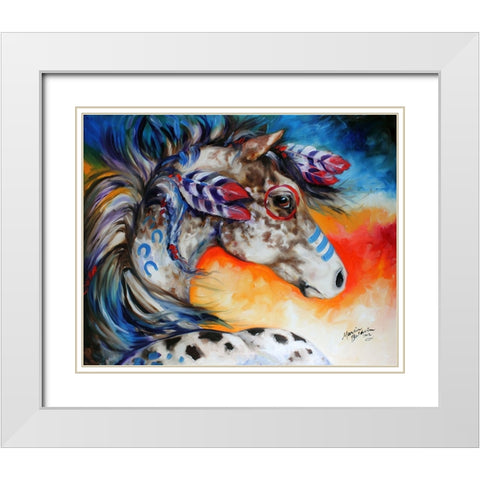 Appaloosa Indian War Horse White Modern Wood Framed Art Print with Double Matting by Baldwin, Marcia