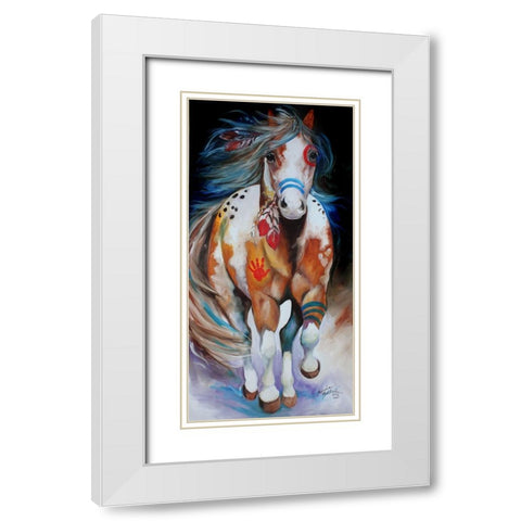 Brave The Indian War Horse White Modern Wood Framed Art Print with Double Matting by Baldwin, Marcia