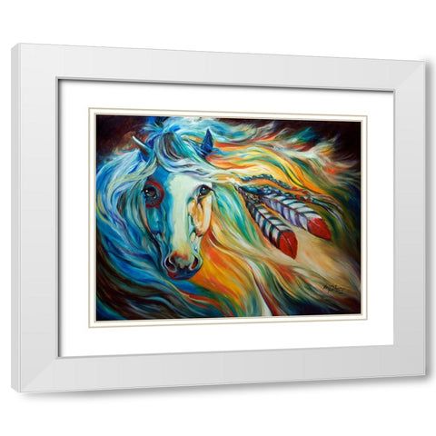 Breaking Dawn Indian War Horse White Modern Wood Framed Art Print with Double Matting by Baldwin, Marcia