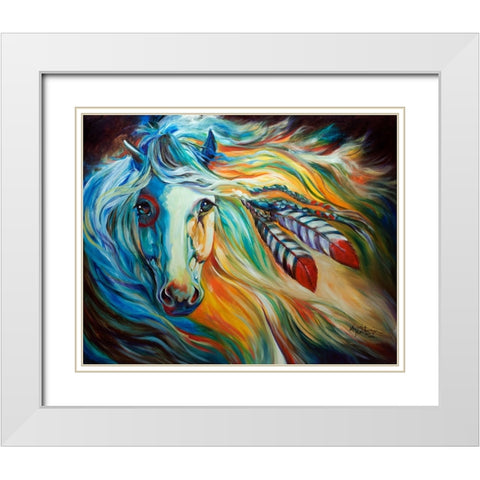Breaking Dawn Indian War Horse White Modern Wood Framed Art Print with Double Matting by Baldwin, Marcia