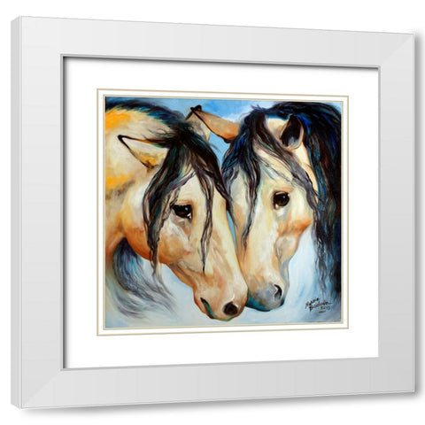 Buckskin Friends White Modern Wood Framed Art Print with Double Matting by Baldwin, Marcia