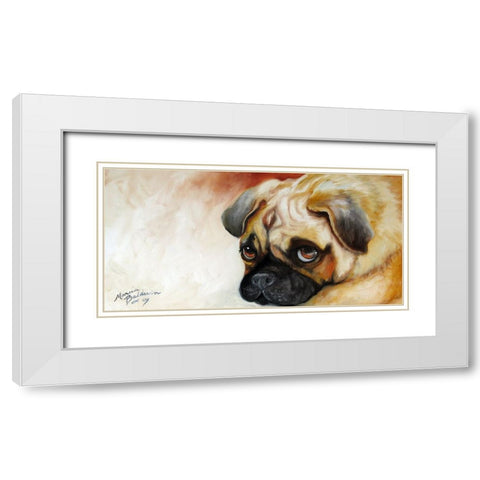 Cutie Pie Pug White Modern Wood Framed Art Print with Double Matting by Baldwin, Marcia