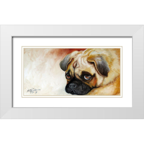 Cutie Pie Pug White Modern Wood Framed Art Print with Double Matting by Baldwin, Marcia