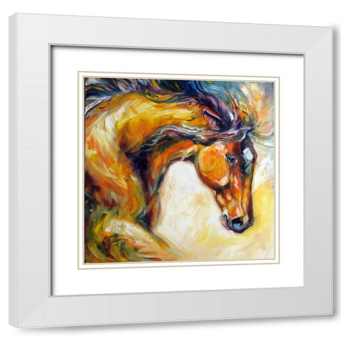Determined Equine White Modern Wood Framed Art Print with Double Matting by Baldwin, Marcia