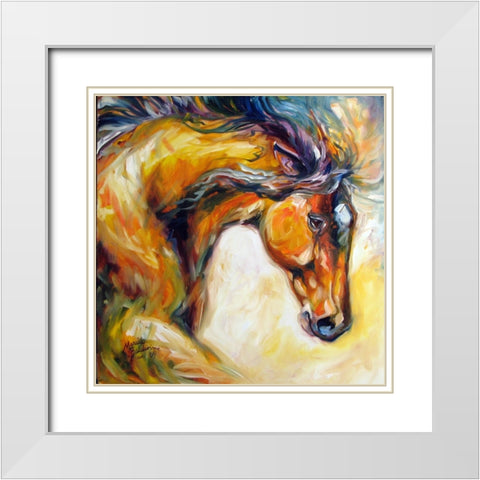 Determined Equine White Modern Wood Framed Art Print with Double Matting by Baldwin, Marcia