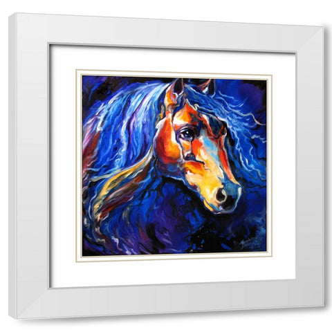 Friesian Night White Modern Wood Framed Art Print with Double Matting by Baldwin, Marcia