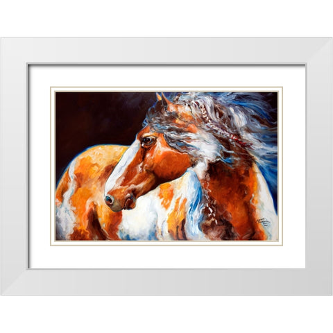 Mohican Indian War Horse White Modern Wood Framed Art Print with Double Matting by Baldwin, Marcia