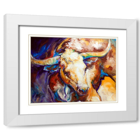 Power Longhorn Abstract White Modern Wood Framed Art Print with Double Matting by Baldwin, Marcia