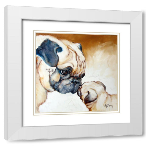 Pug 2 White Modern Wood Framed Art Print with Double Matting by Baldwin, Marcia