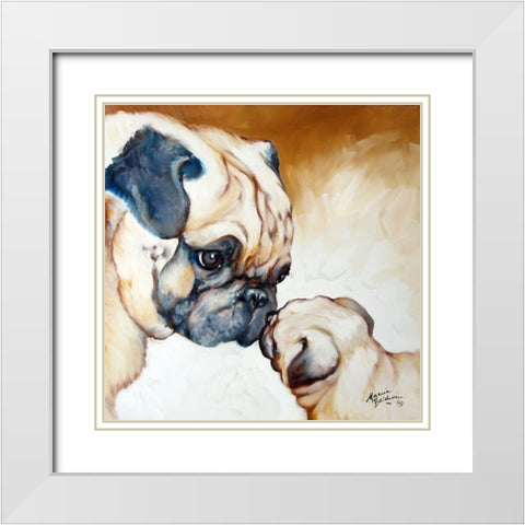Pug 2 White Modern Wood Framed Art Print with Double Matting by Baldwin, Marcia