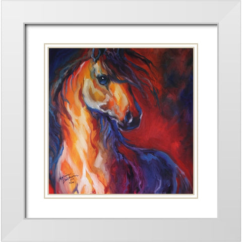 Stallion Red Dawn White Modern Wood Framed Art Print with Double Matting by Baldwin, Marcia