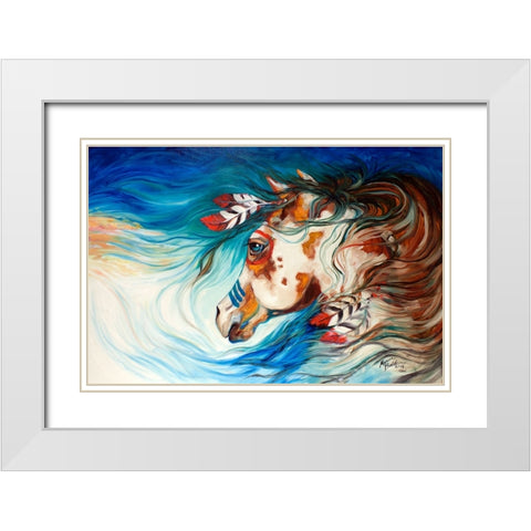 The Drifter Indian War Horse White Modern Wood Framed Art Print with Double Matting by Baldwin, Marcia