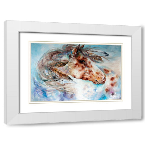 Thunder Appaloosa Indian War Horse White Modern Wood Framed Art Print with Double Matting by Baldwin, Marcia