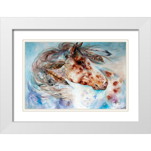 Thunder Appaloosa Indian War Horse White Modern Wood Framed Art Print with Double Matting by Baldwin, Marcia