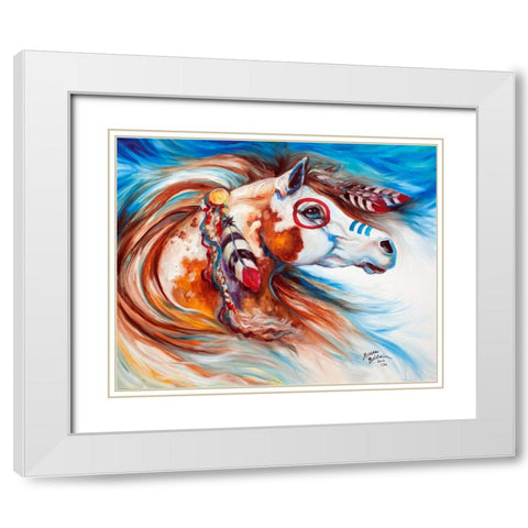 Wind Of Thunder Indian War Horse White Modern Wood Framed Art Print with Double Matting by Baldwin, Marcia