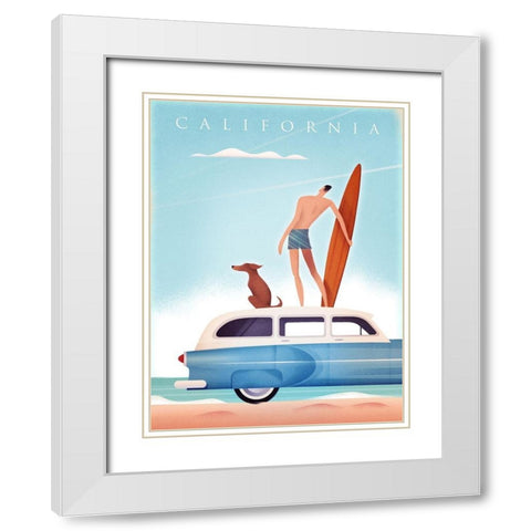 California Surfing White Modern Wood Framed Art Print with Double Matting by Wickstrom, Martin