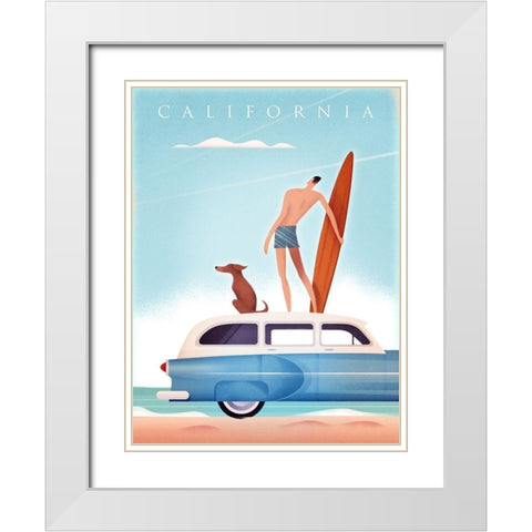 California Surfing White Modern Wood Framed Art Print with Double Matting by Wickstrom, Martin