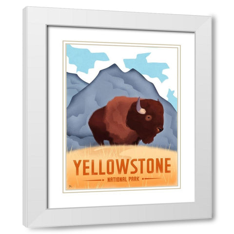 Yellowstone National Park White Modern Wood Framed Art Print with Double Matting by Wickstrom, Martin