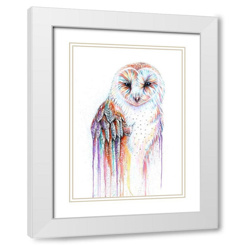 Barred Rainbow Owl White Modern Wood Framed Art Print with Double Matting by Wickstrom, Martin