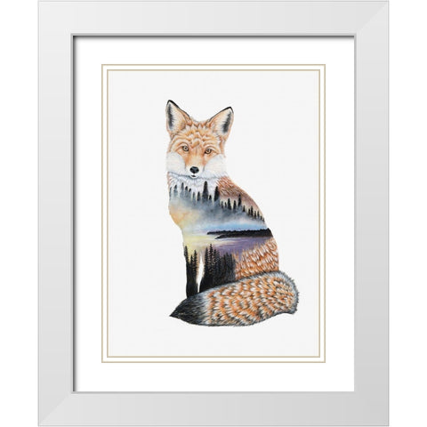 Fox Lake landscape White Modern Wood Framed Art Print with Double Matting by Wickstrom, Martin