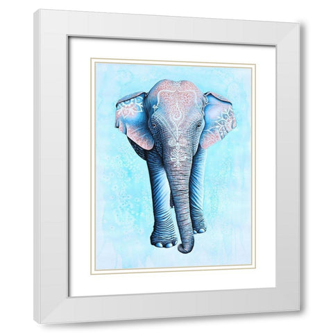 Painted Asian Elephant White Modern Wood Framed Art Print with Double Matting by Wickstrom, Martin
