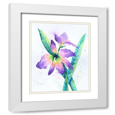 Purple Orchid White Modern Wood Framed Art Print with Double Matting by Wickstrom, Martin