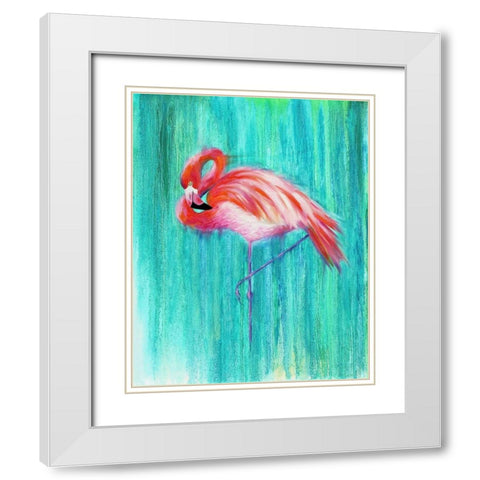 Flamingo White Modern Wood Framed Art Print with Double Matting by Wickstrom, Martin