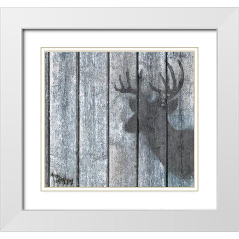 Deer Shadow White Modern Wood Framed Art Print with Double Matting by Murray Henderson Fine Art