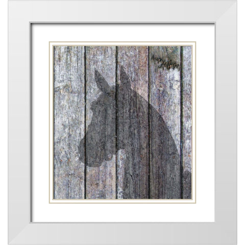 Horse Shadow White Modern Wood Framed Art Print with Double Matting by Murray Henderson Fine Art