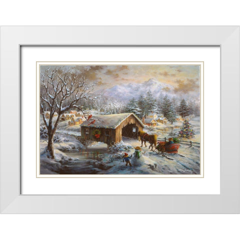 Covered Bridge White Modern Wood Framed Art Print with Double Matting by Boehme, Nicky