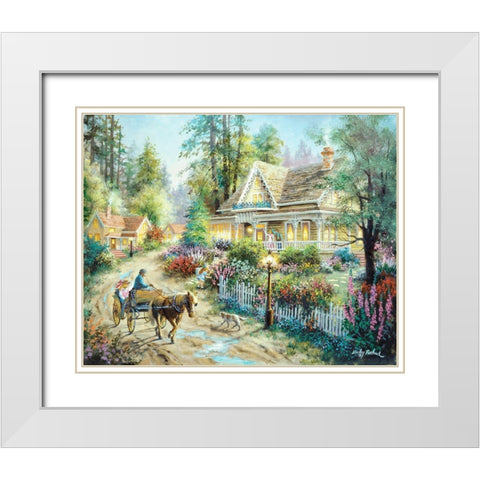 A Country Greeting White Modern Wood Framed Art Print with Double Matting by Boehme, Nicky