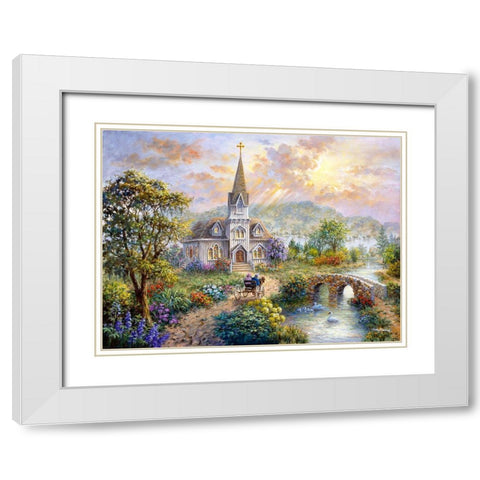 Pray For World Peace White Modern Wood Framed Art Print with Double Matting by Boehme, Nicky