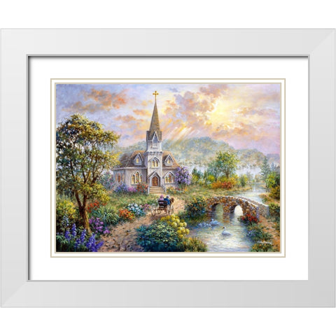 Pray For World Peace White Modern Wood Framed Art Print with Double Matting by Boehme, Nicky
