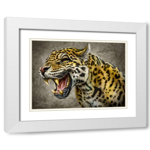Jaguar Totem White Modern Wood Framed Art Print with Double Matting by LaMontagne, Patrick