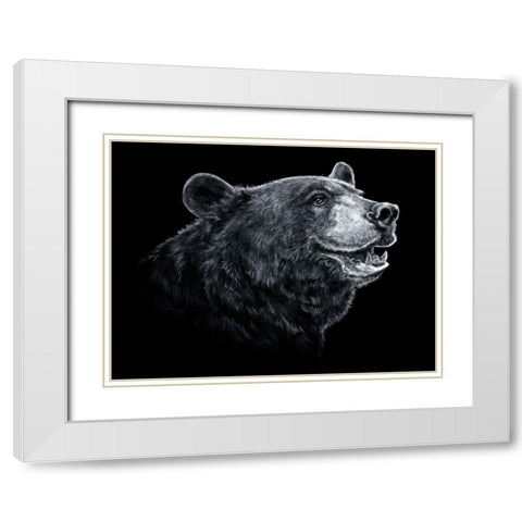 Black White Black Bear White Modern Wood Framed Art Print with Double Matting by LaMontagne, Patrick