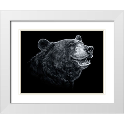 Black White Black Bear White Modern Wood Framed Art Print with Double Matting by LaMontagne, Patrick