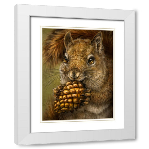 Squirrel Totem White Modern Wood Framed Art Print with Double Matting by LaMontagne, Patrick