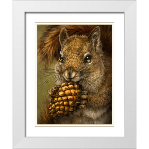 Squirrel Totem White Modern Wood Framed Art Print with Double Matting by LaMontagne, Patrick