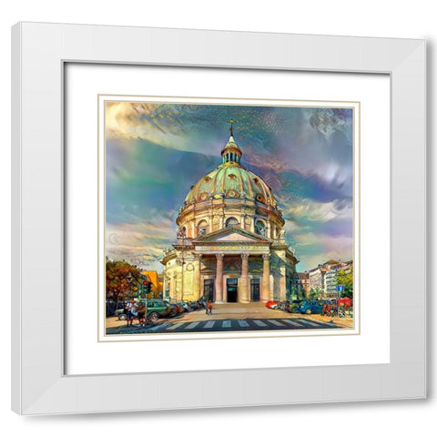 Copenhagen Denmark Frederiks Church White Modern Wood Framed Art Print with Double Matting by Gavidia, Pedro