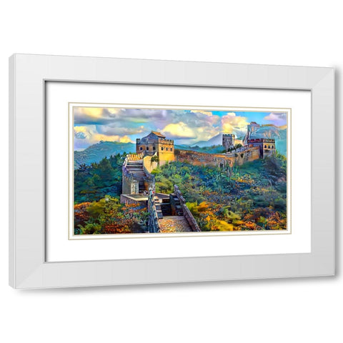 Great Wall of China White Modern Wood Framed Art Print with Double Matting by Gavidia, Pedro